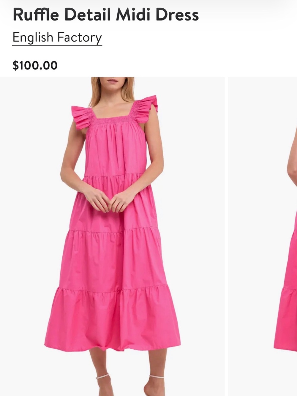 English Factory Pink Ruffle Detail Midi Dress